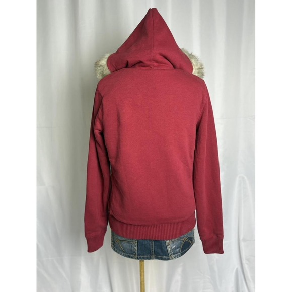 Aeropostale Y2K Faux Fur Lined Zip Up Hoodie XL Red Rare - Picture 5 of 6